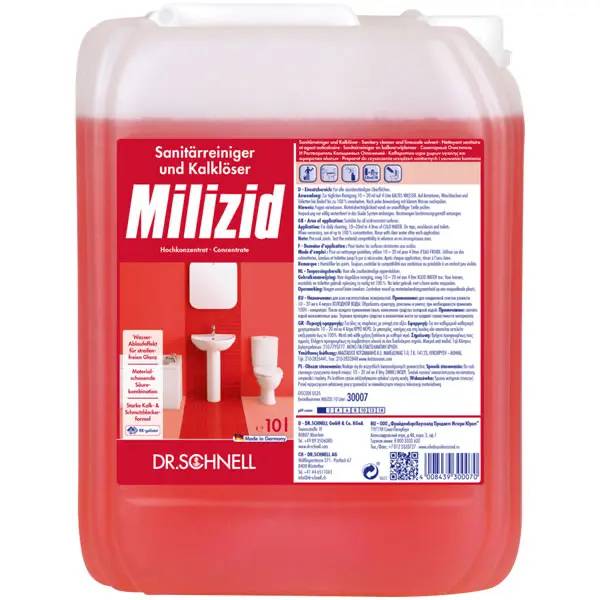 Ein Bild von Dr. Schnell Milizid Sanitärreiniger & Kalklöser - 10 Liter