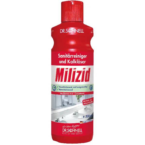 Ein Bild von Dr. Schnell Milizid Sanitärreiniger & Kalklöser - 200 ml