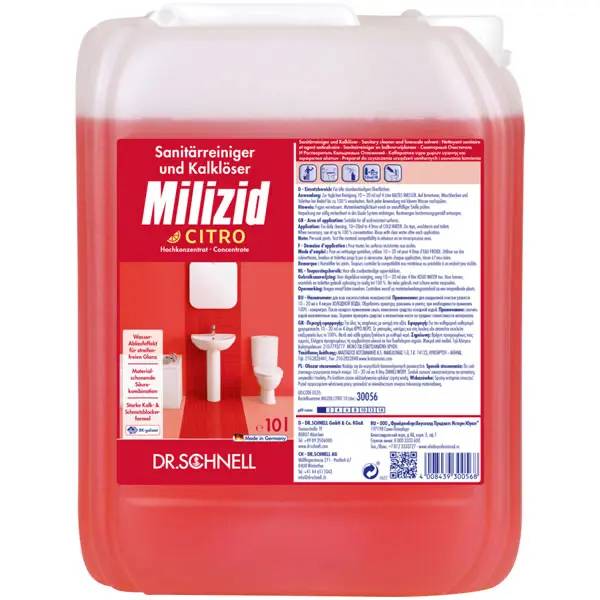 Ein Bild von Dr. Schnell Milizid Citro Sanitärreiniger & Kalklöser - 10 Liter