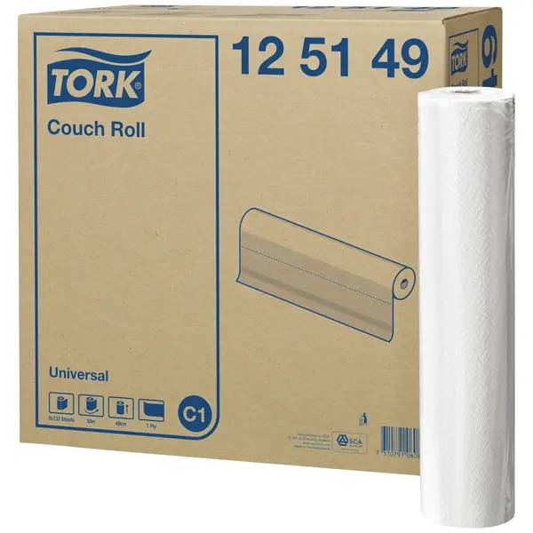 Ein Bild von Tork Universal C1 Liegenabdeckung weiß - 49 cm