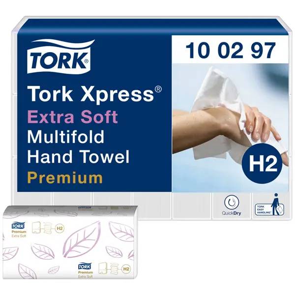 Ein Bild von Tork Xpress Extra Soft H2 Falthandtuch weiß - 21x34 cm