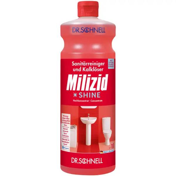 Ein Bild von Dr. Schnell Milizid shine 3-Phasen Sanitärreiniger & Kalklöser - 1 Liter