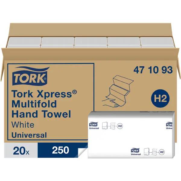 Ein Bild von Tork Xpress Multifold H2 Falthandtuch weiß - 21,3x23,4 cm