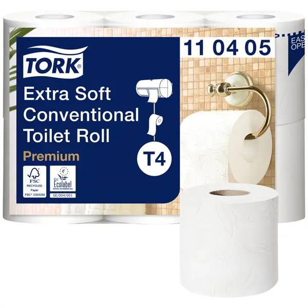 Ein Bild von Tork Extra weiches Kleinrollen Toilettenpapier T4 - 42 Rollen