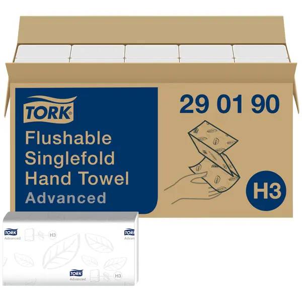 Ein Bild von Tork Advanced H3 Falthandtuch weiß - 23x23 cm