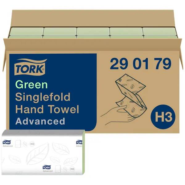 Ein Bild von Tork Advanced H3 Falthandtuch grün - 23x24,8 cm