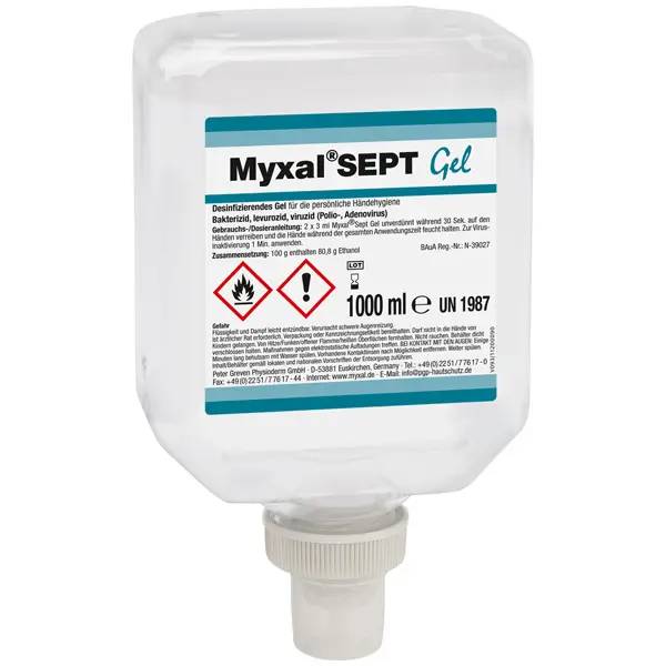 Ein Bild von Greven Physioderm Myxal SEPT Gel Händedesinfektion - 1 Liter