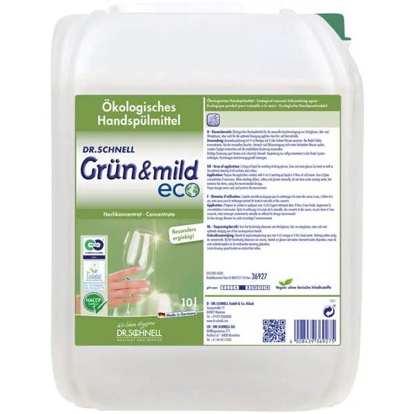 Ein Bild von Dr. Schnell grün&mild eco ökologisches Handspülmittel - 10 Liter