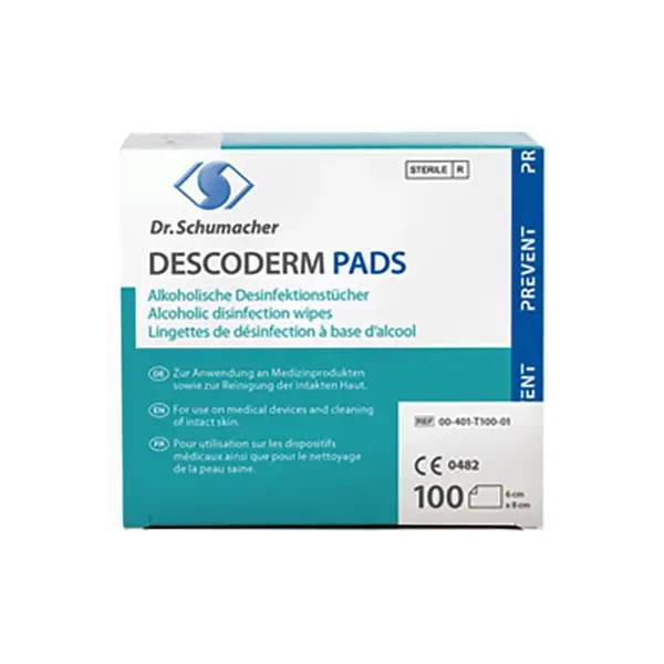 Ein Bild von Dr. Schumacher Descoderm Pads Desinfektionstücher - 100 Tücher