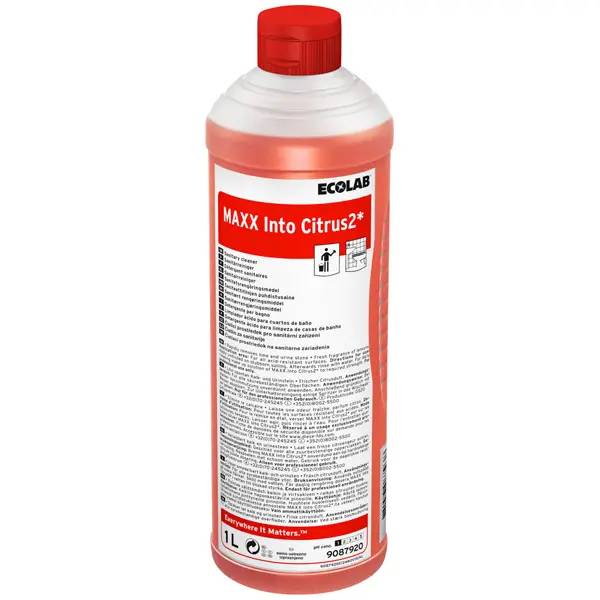 Ecolab MAXX Into Citrus 2* Hochleistungs-Sanitärreiniger - 1 Liter