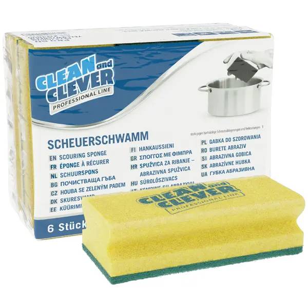 Ein Bild von CLEAN and CLEVER PROFESSIONAL Scheuerschwamm PRO60 - gelb/grün