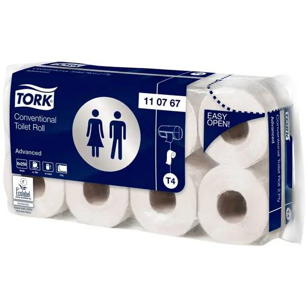 Ein Bild von Tork Advanced T4 Toilettenpapier weiß - 2-lagig