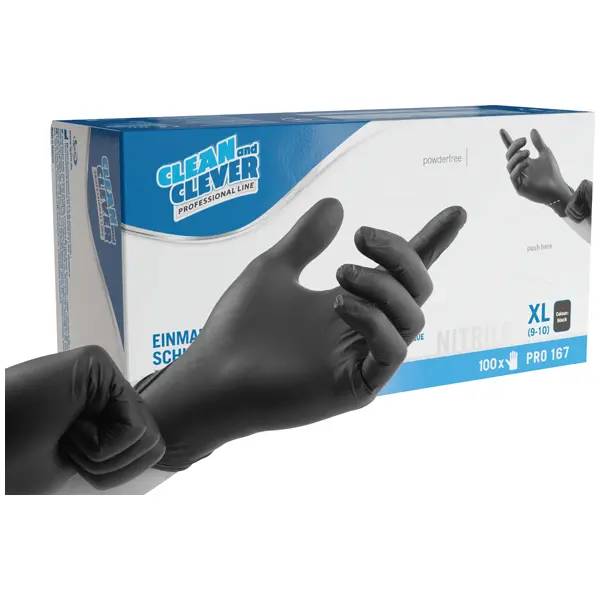 Ein Bild von CLEAN and CLEVER PROFESSIONAL Einmalschutzhandschuhe Nitril PRO167 - XL