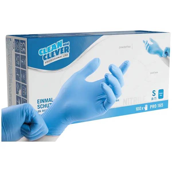 CLEAN and CLEVER PROFESSIONAL Einmalschutzhandschuhe Nitril PRO165 - S