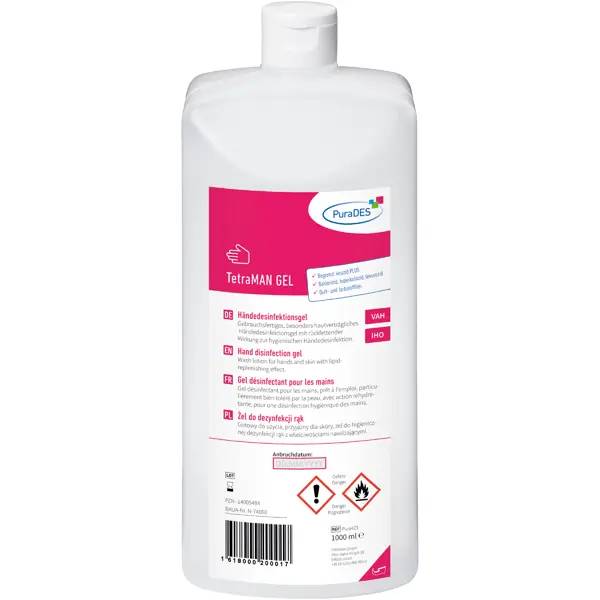 PuraDES TetraMAN GEL Händedesinfektionsgel - 1 Liter