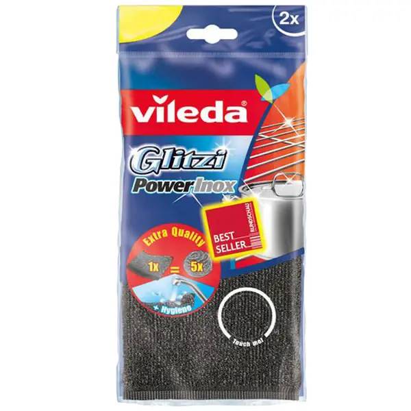 Vileda Glitzi Power Inox Reinigungsschwamm - schwarz/silber