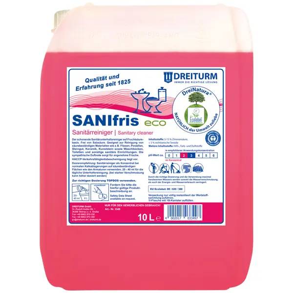 Ein Bild von Dreiturm SANIfris eco DreiNatura Sanitär-Unterhaltsreiniger - 10 Liter