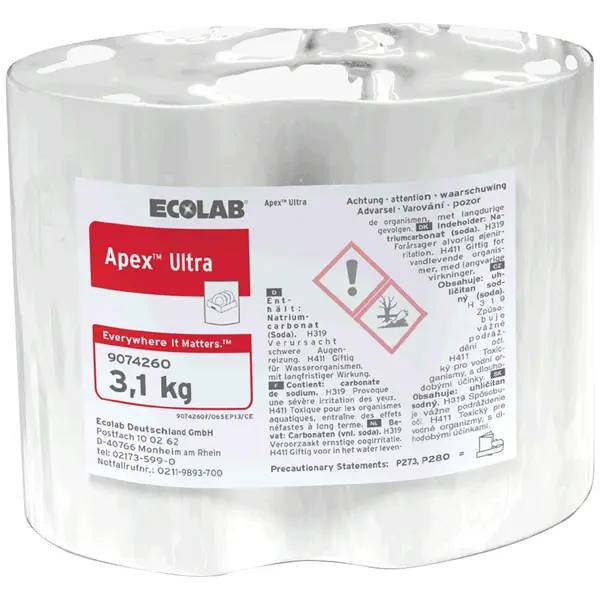 Ein Bild von Ecolab Apex Ultra Maschinenspülmittel - 3,1 kg