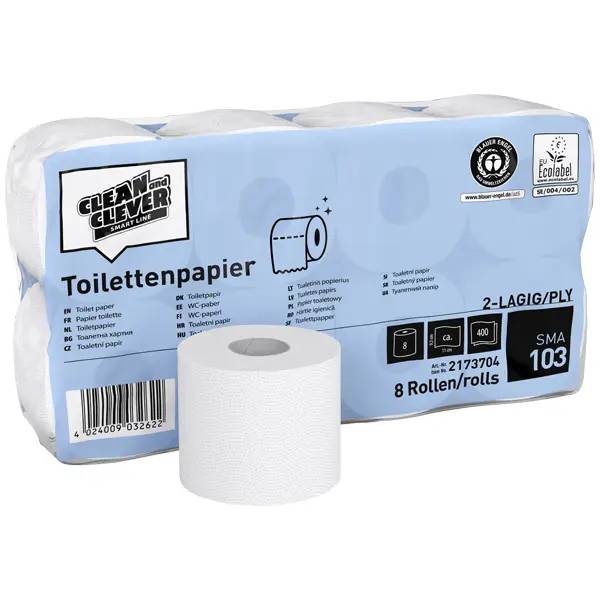 Ein Bild von CLEAN and CLEVER SMART Toilettenpapier SMA103 weiß - 2-lagig