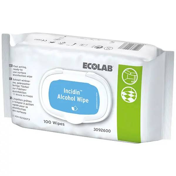 Ein Bild von Ecolab Incidin Alcohol Wipes Desinfektionstücher - 100 Tücher