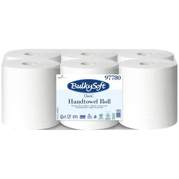 Ein Bild von BulkySoft Classic Handtuchrolle weiß - 20 cm