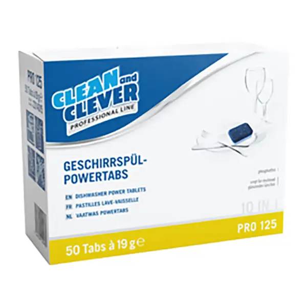 Ein Bild von CLEAN and CLEVER PROFESSIONAL Geschirrspül-Powertabs 10in1 PRO125 - 50 Tabs