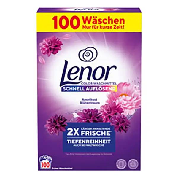 Ein Bild von Lenor Amethyst Blütentraum Colorwaschmittel Pulver - 6 kg