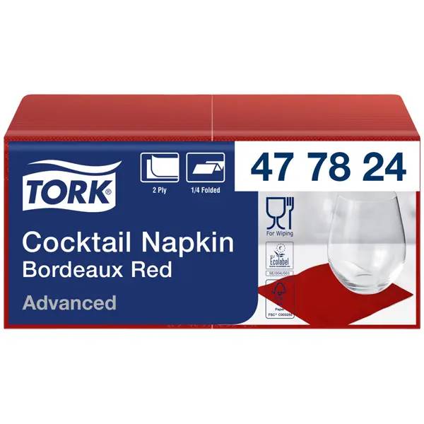 Ein Bild von Tork Advanced Cocktailserviette - bordeauxrot