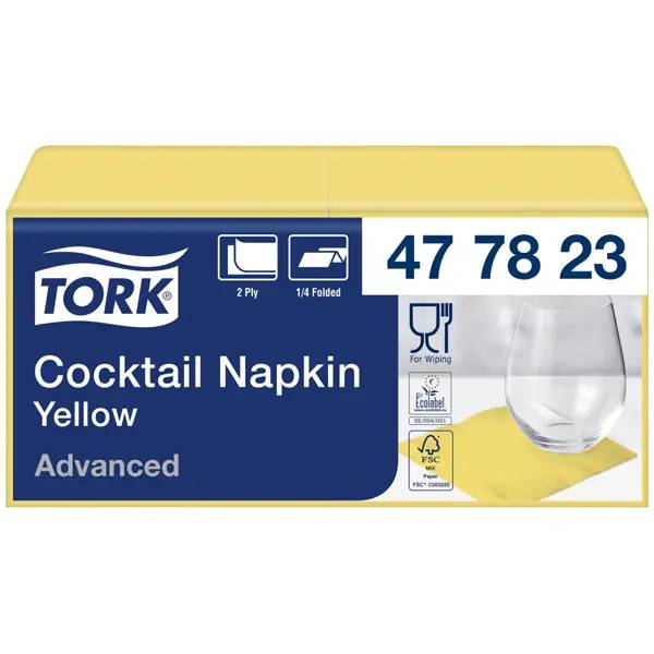 Ein Bild von Tork Advanced Cocktailserviette - gelb