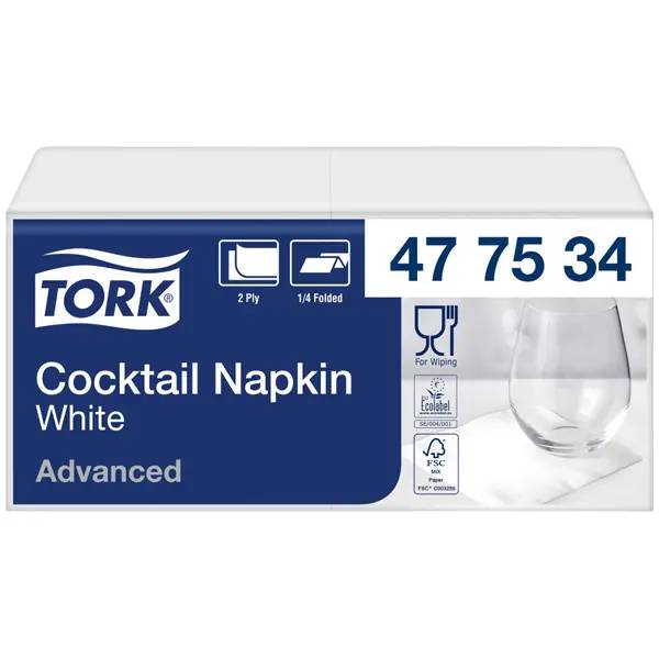 Ein Bild von Tork Advanced Cocktailserviette - weiß