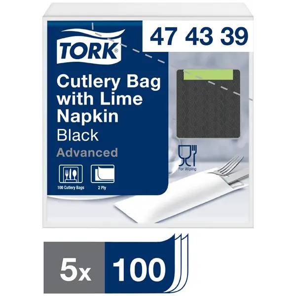 Tork Bestecktasche inkl. Serviette - schwarz