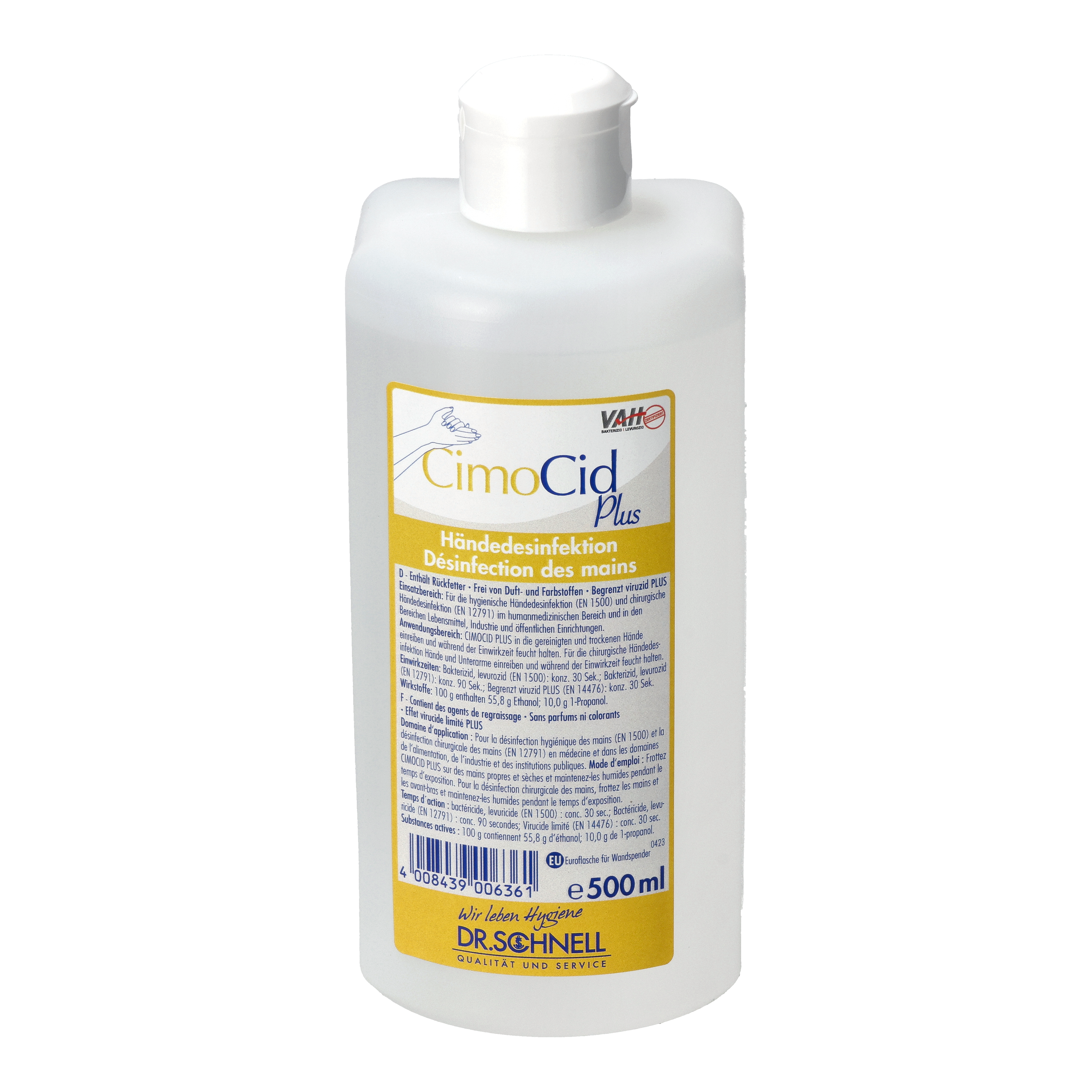 Dr. Schnell CimoCid Plus Händedesinfektion (Euroflasche) - 500 ml