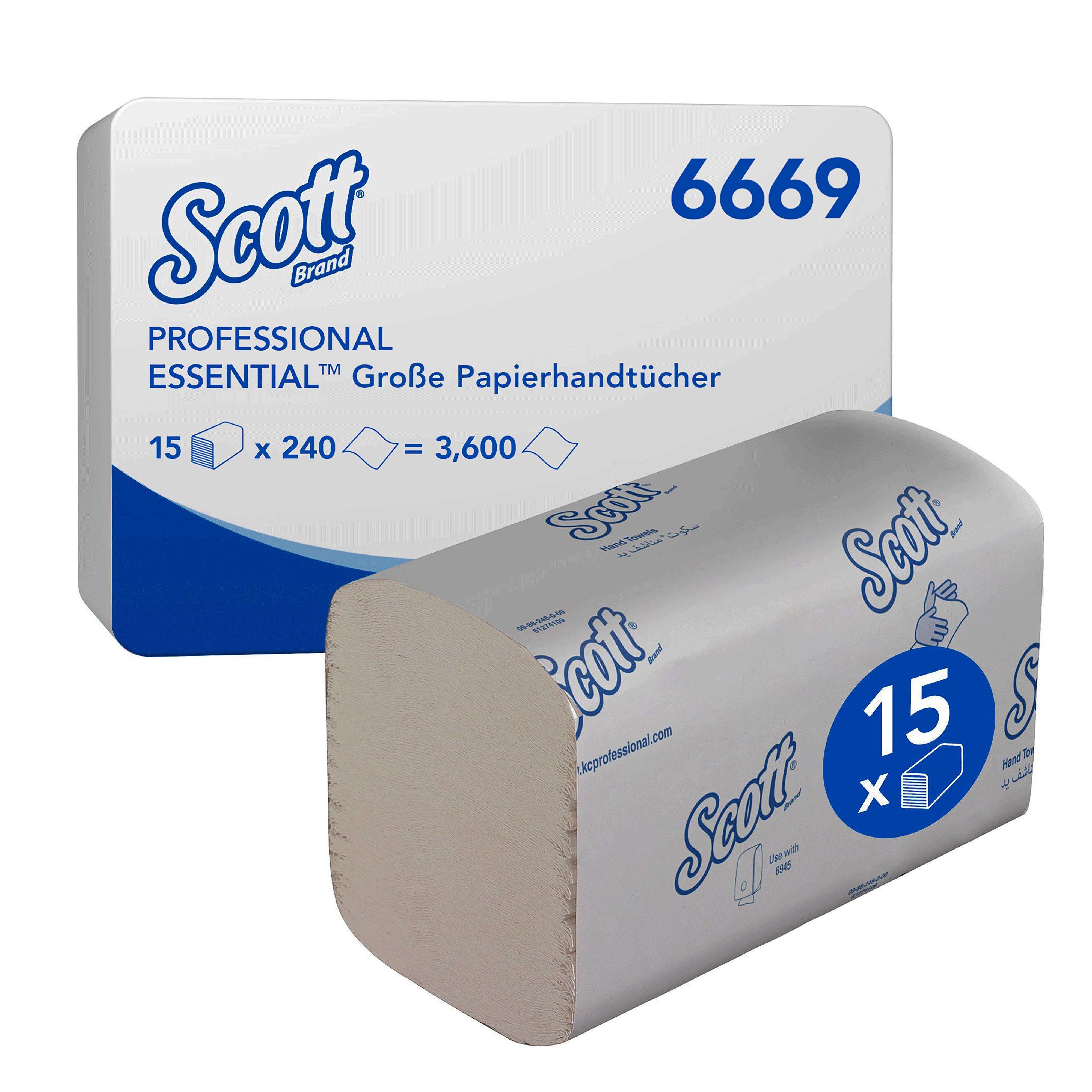 Ein Bild von Scott Essential Falthandtuch weiß - 20x31,5 cm