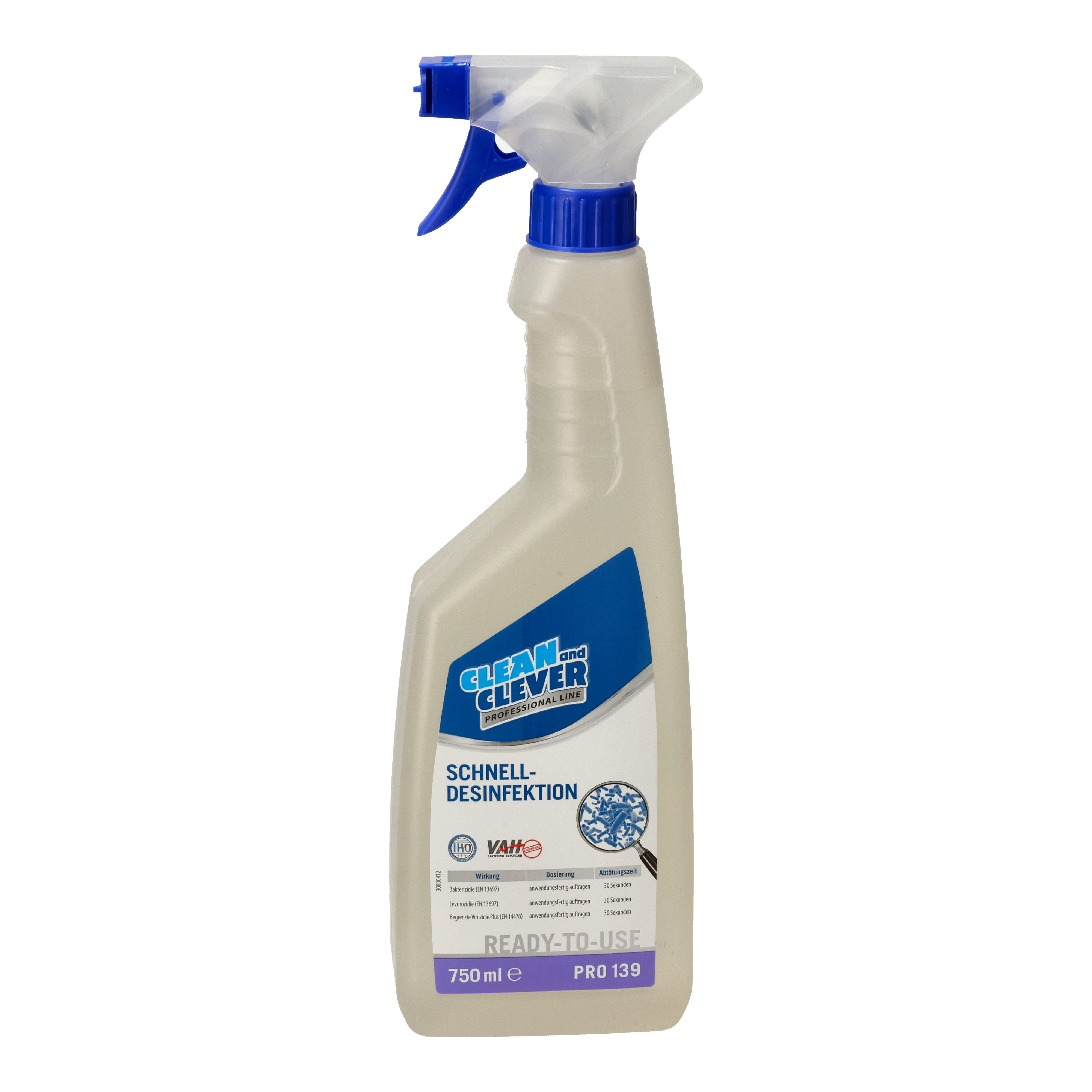 Ein Bild von CLEAN and CLEVER PROFESSIONAL Schnelldesinfektion PRO139 - 750 ml