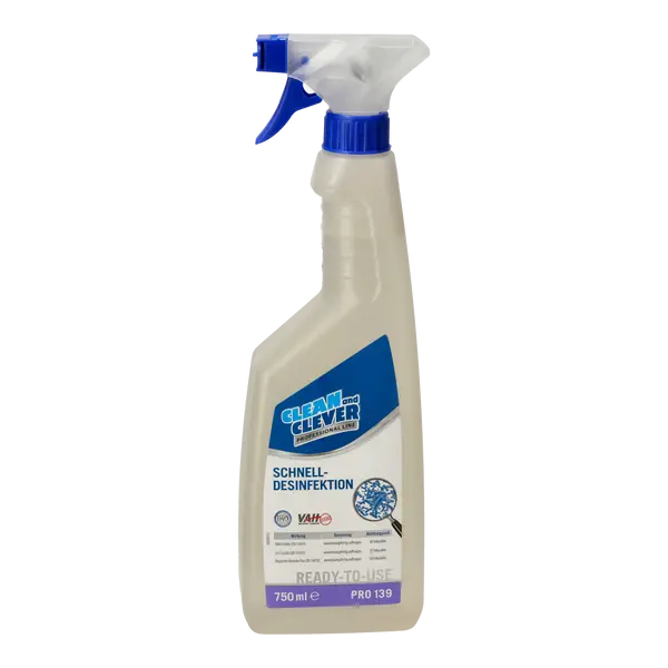 Ein Bild von CLEAN and CLEVER PROFESSIONAL Schnelldesinfektion PRO139 - 750 ml