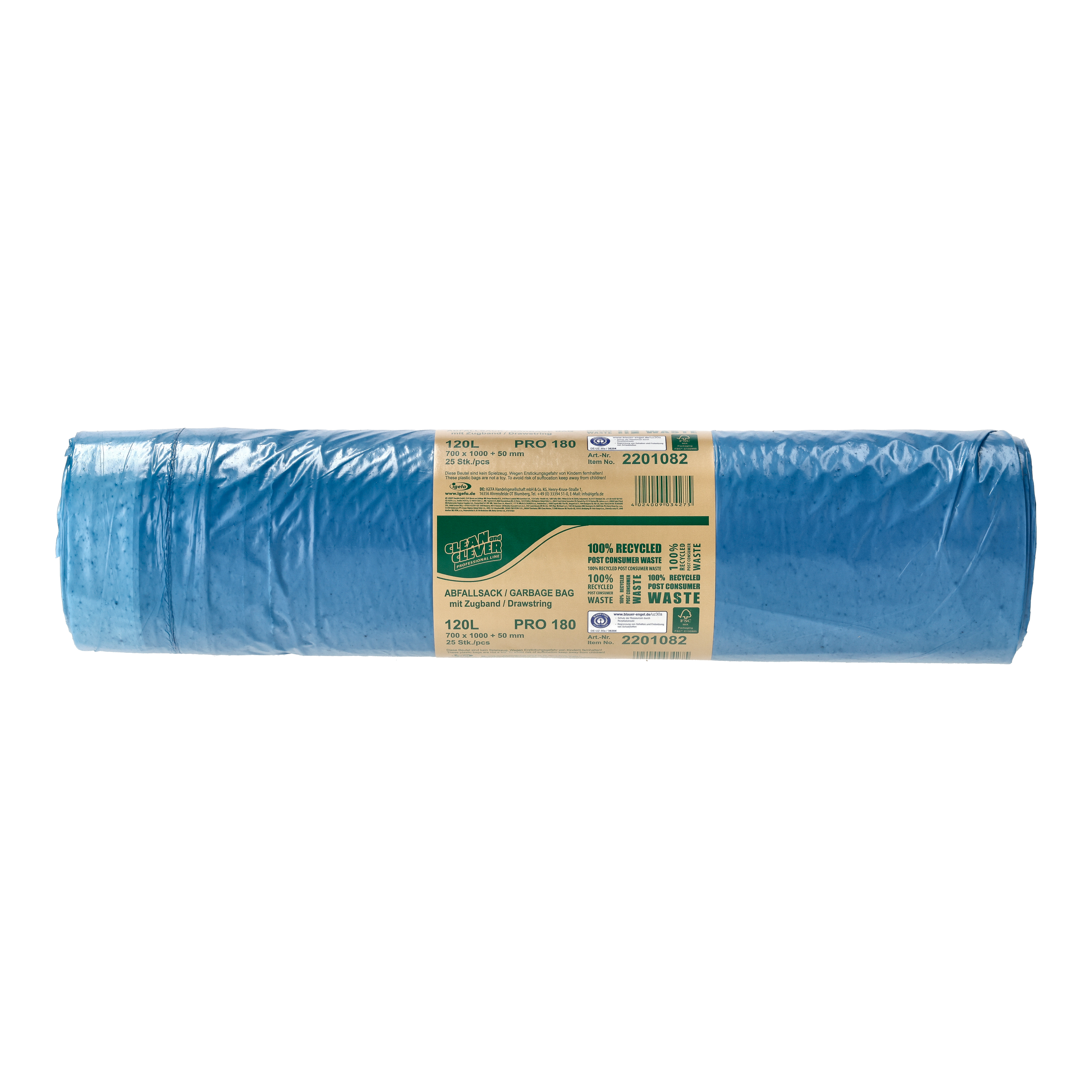 CLEAN and CLEVER PROFESSIONAL Abfallsäcke 120 Liter PRO180 - blau
