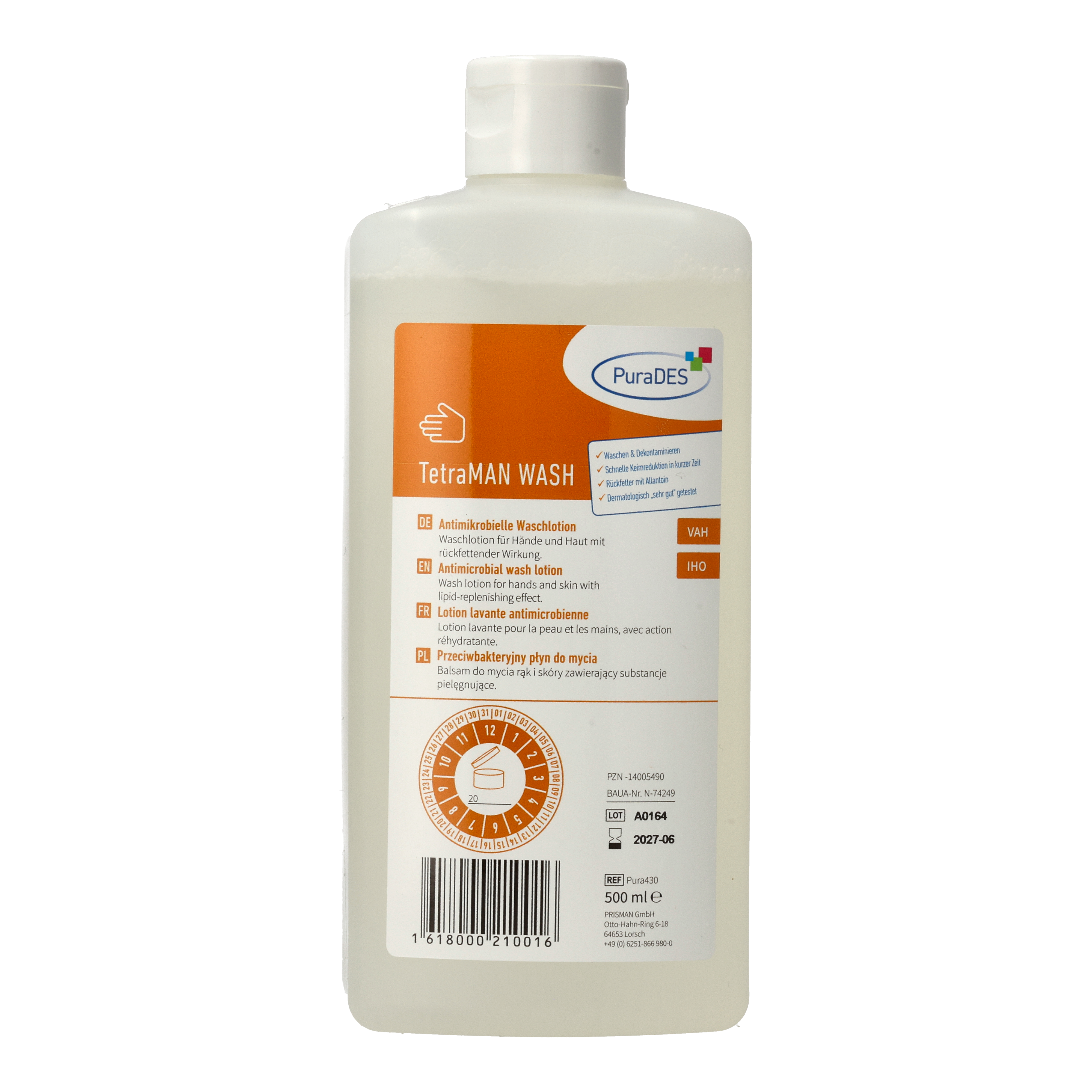 Ein Bild von PuraDES TetraMAN WASH Handwaschlotion - 500 ml