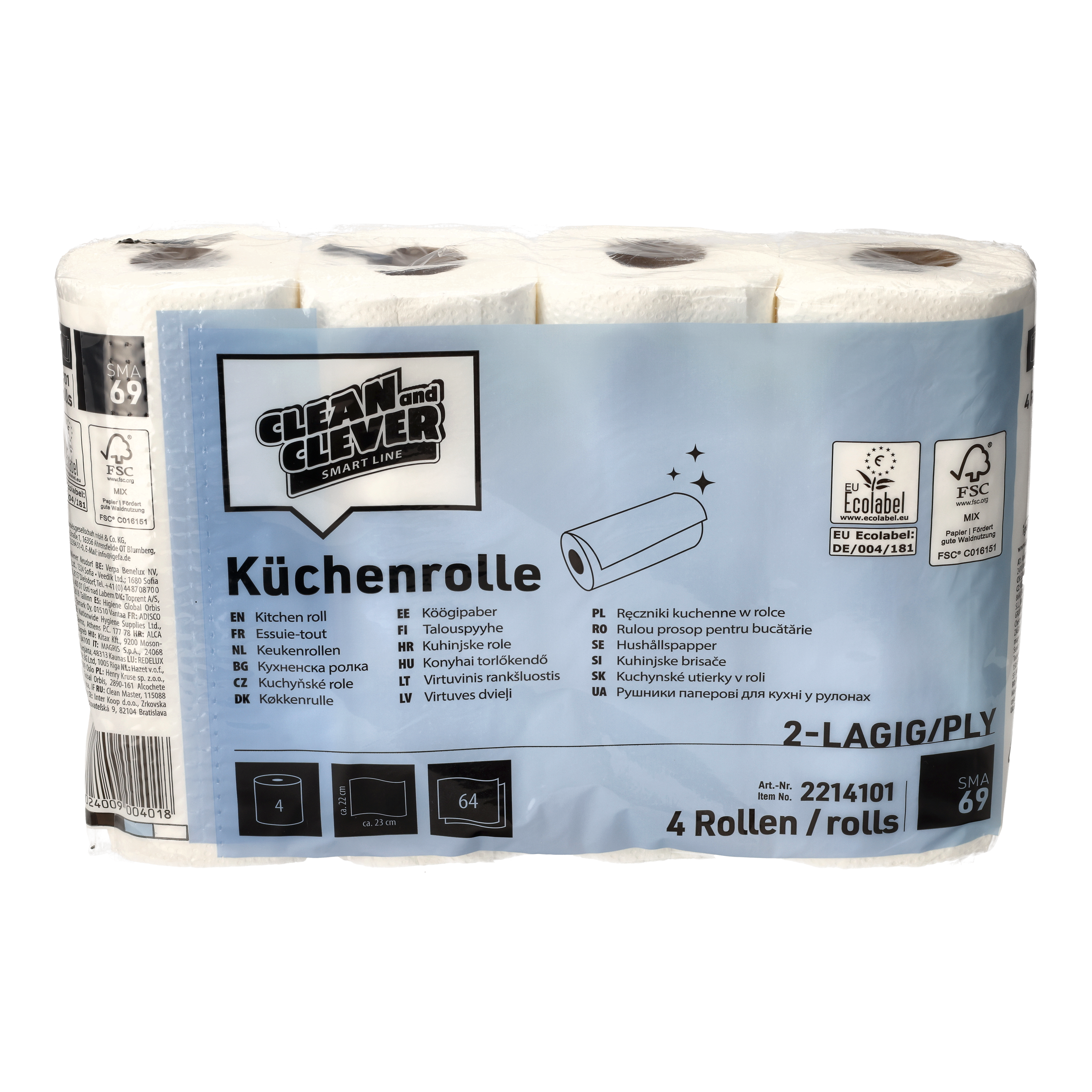 Ein Bild von CLEAN and CLEVER SMART Küchenrolle SMA69 - 2-lagig