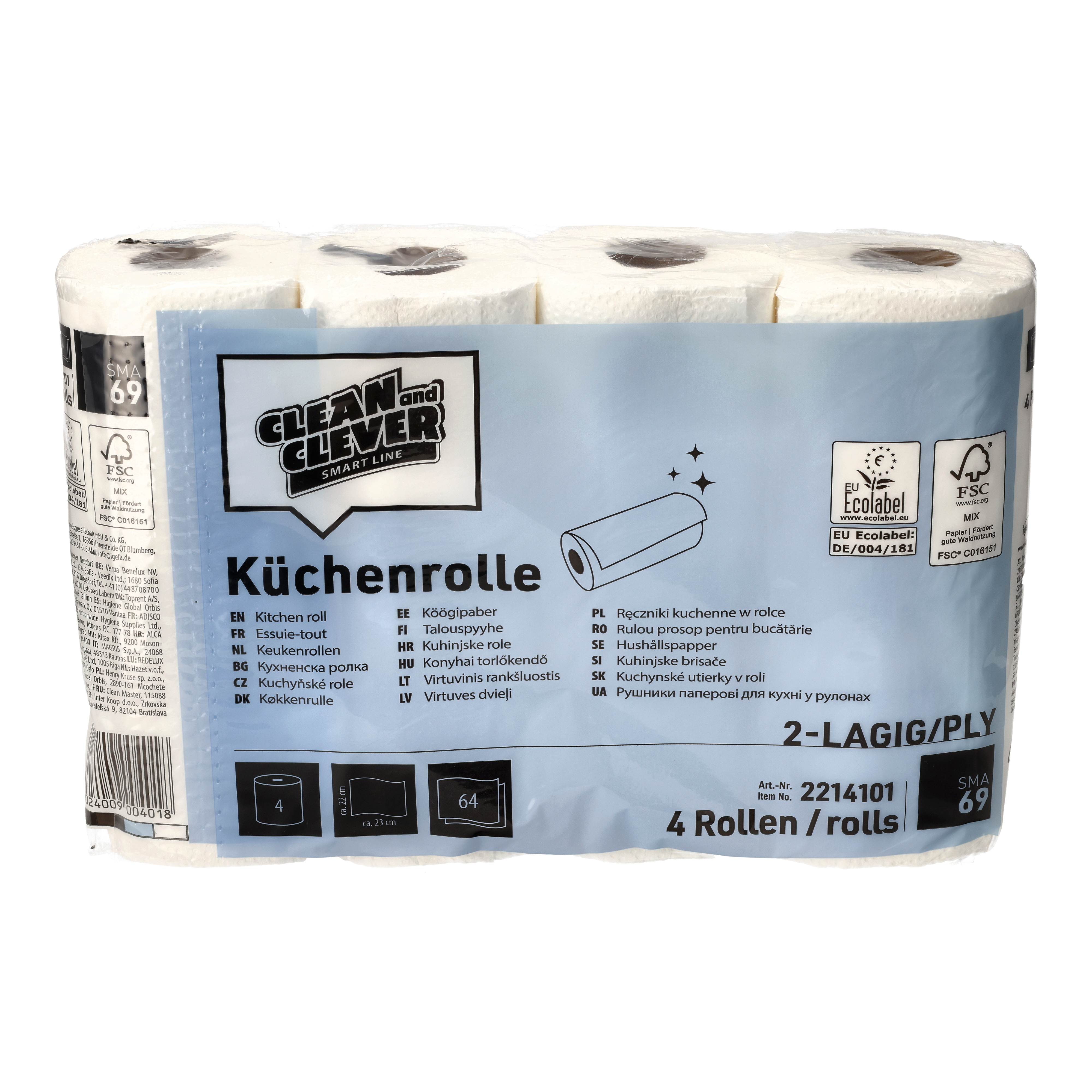 CLEAN and CLEVER SMART Küchenrolle SMA69 - 2-lagig