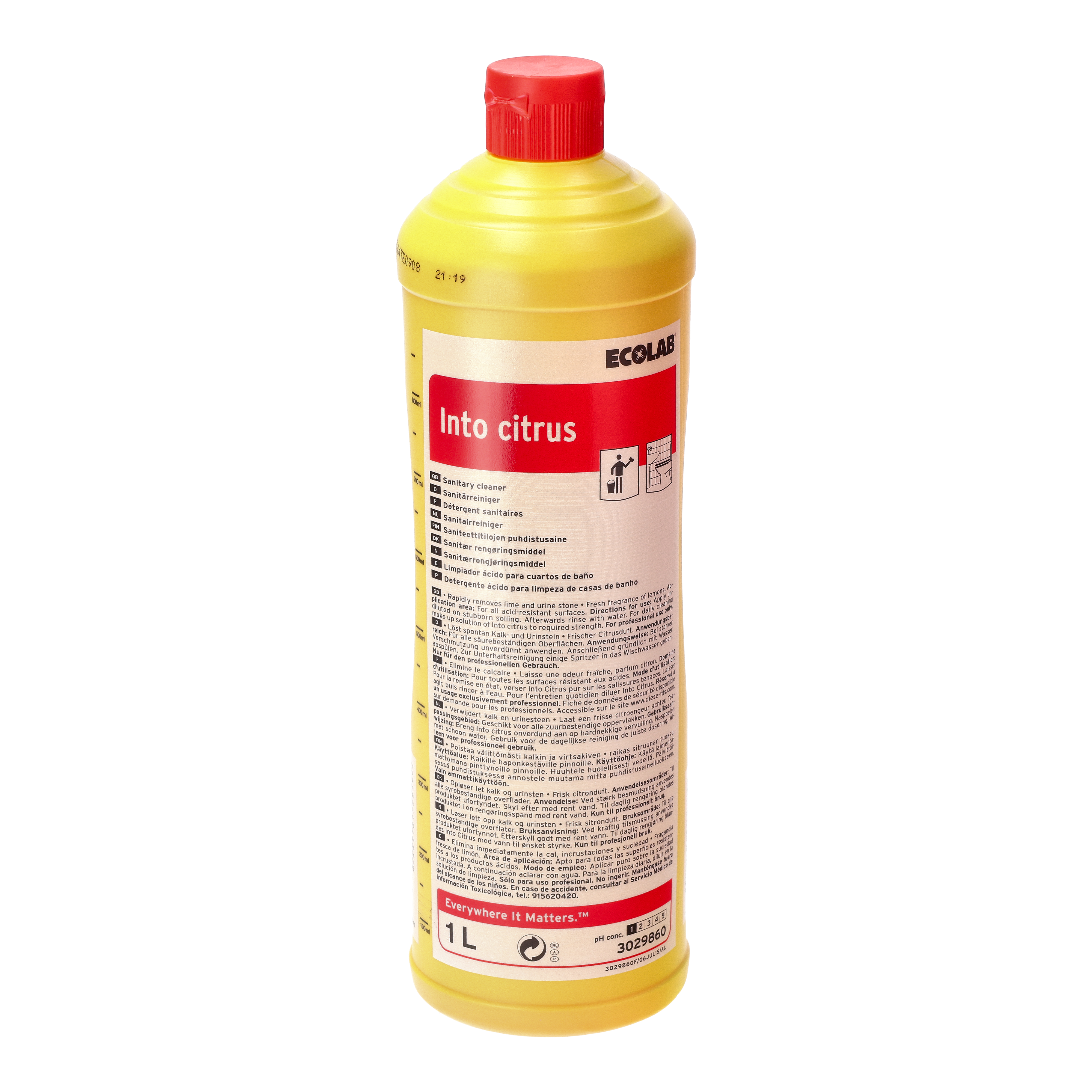 Ein Bild von Ecolab Into Citrus Sanitär-Kraftreiniger - 1 Liter