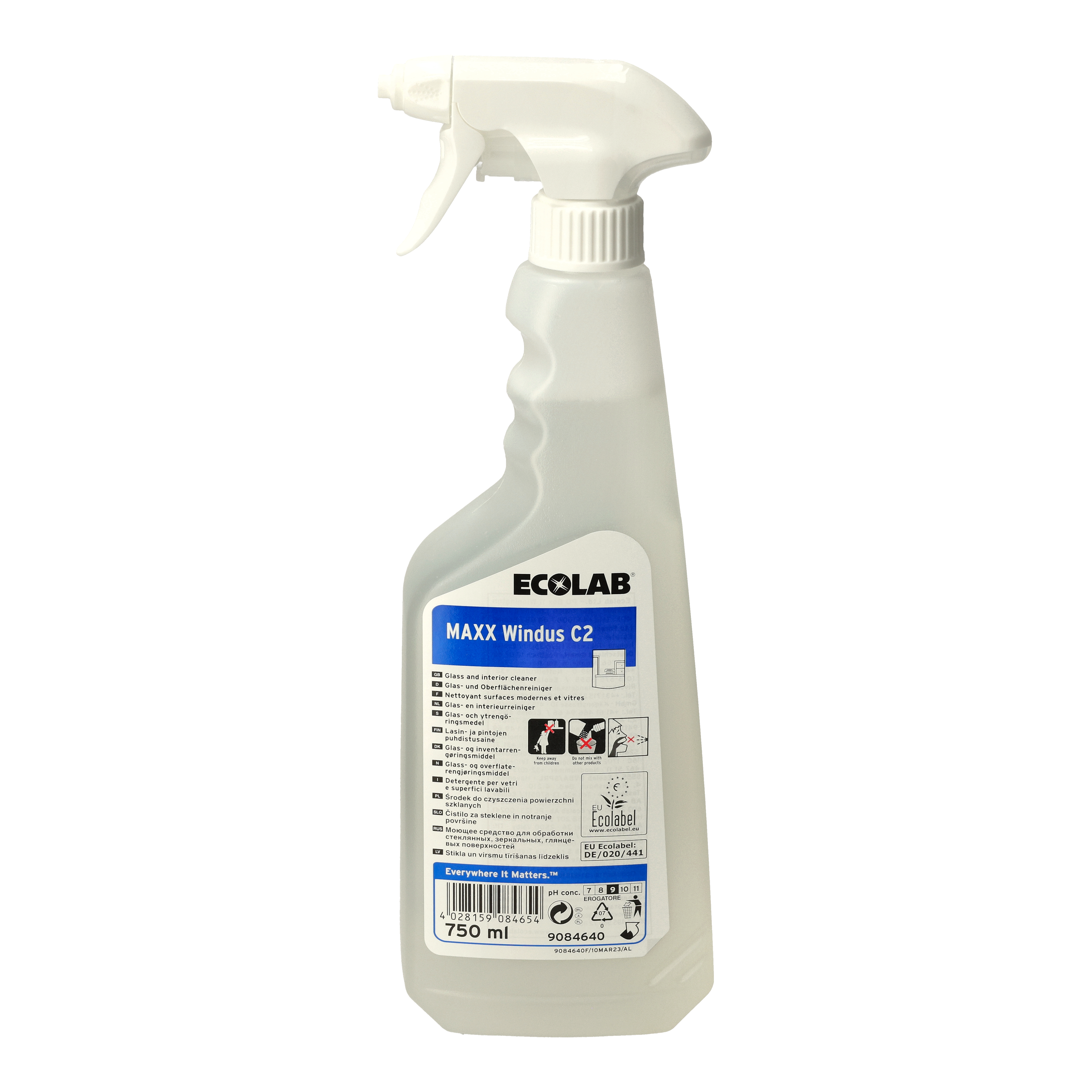 Ein Bild von Ecolab MAXX Windus C2 Glas- & Oberflächenreiniger - 750 ml