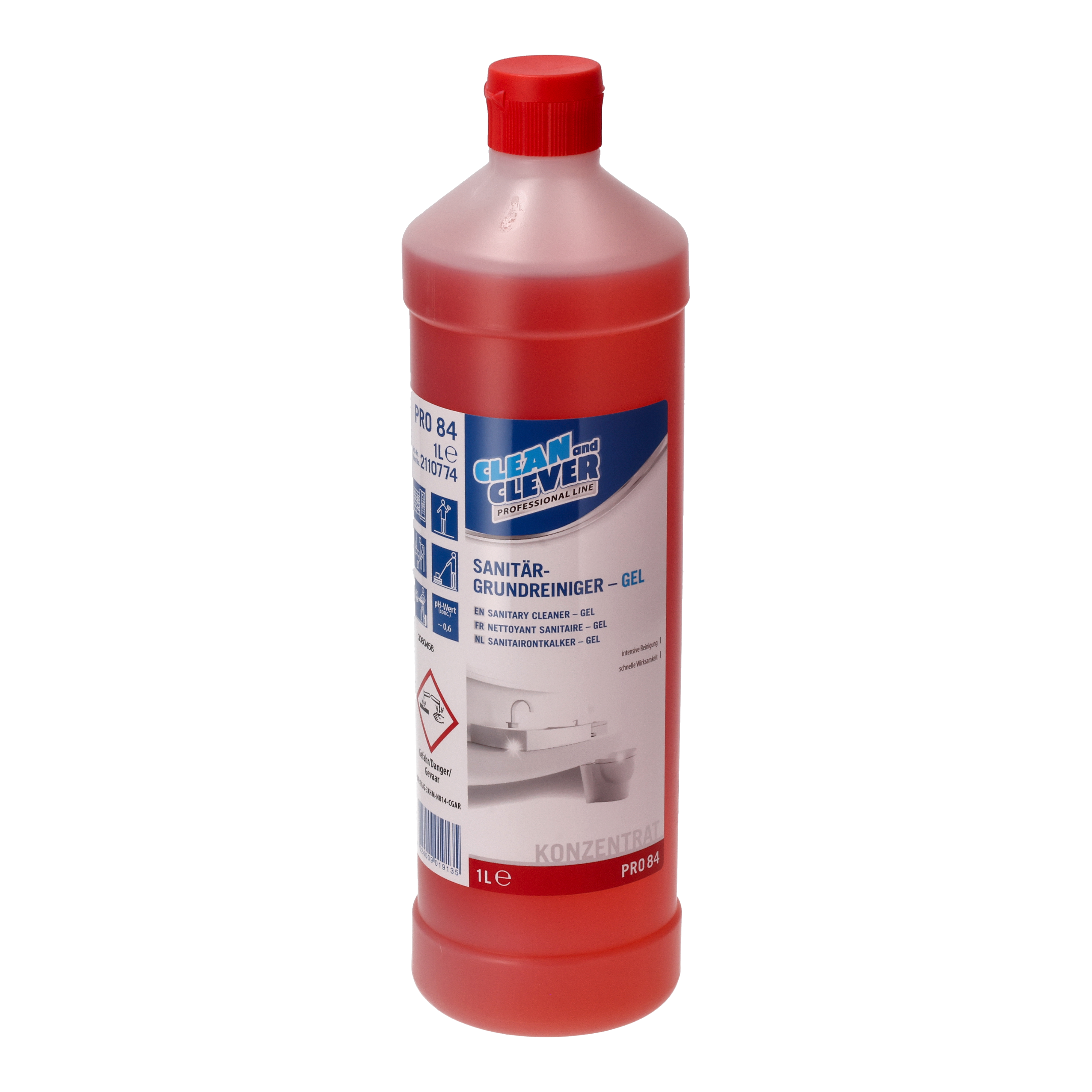 Ein Bild von CLEAN and CLEVER PROFESSIONAL Sanitärgrundreiniger-GEL PRO84 - 1 Liter