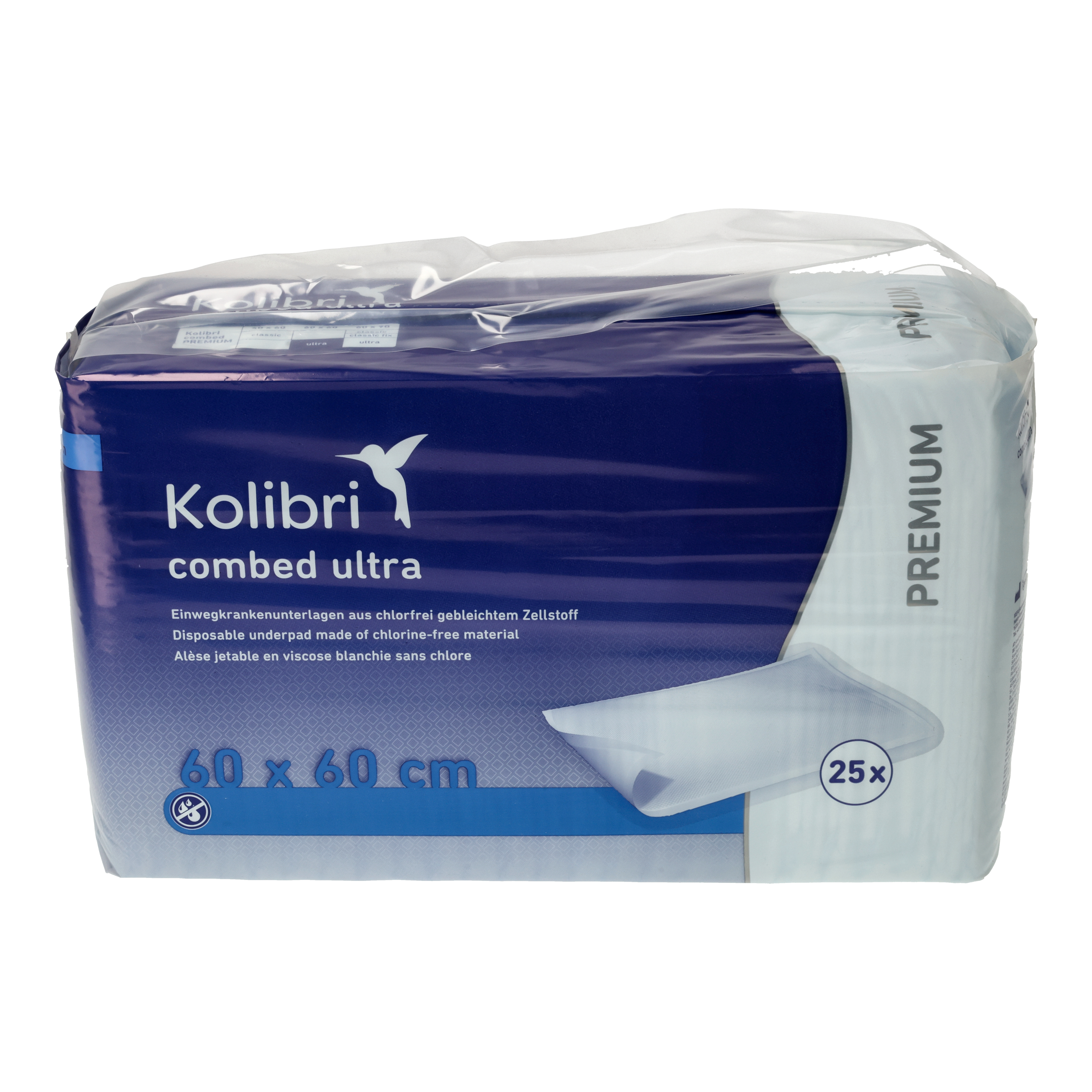 Ein Bild von Kolibri combed ultra PREMIUM fix Krankenunterlage - 60 x 60 cm