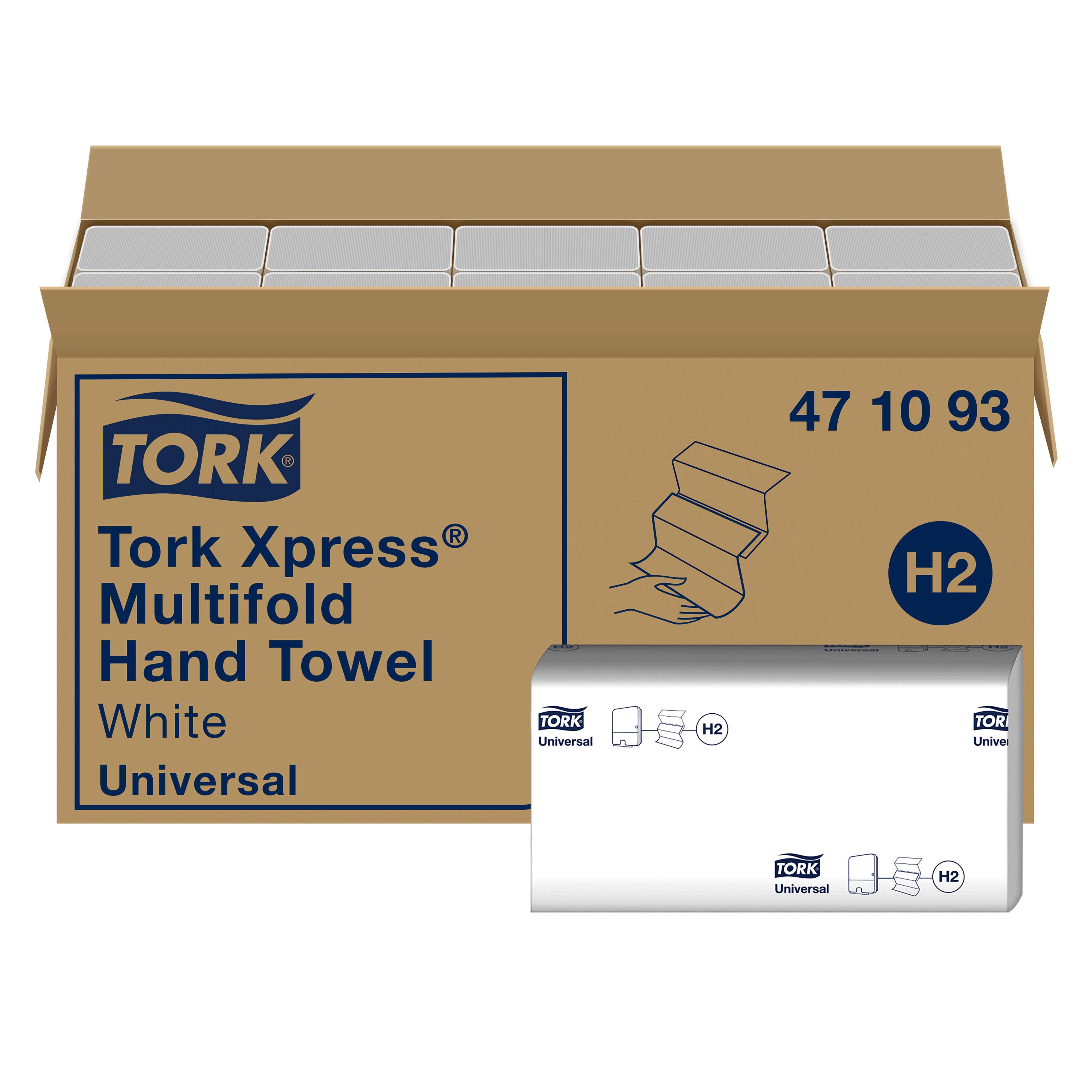 Ein Bild von Tork Xpress Multifold H2 Falthandtuch weiß - 21,3x23,4 cm