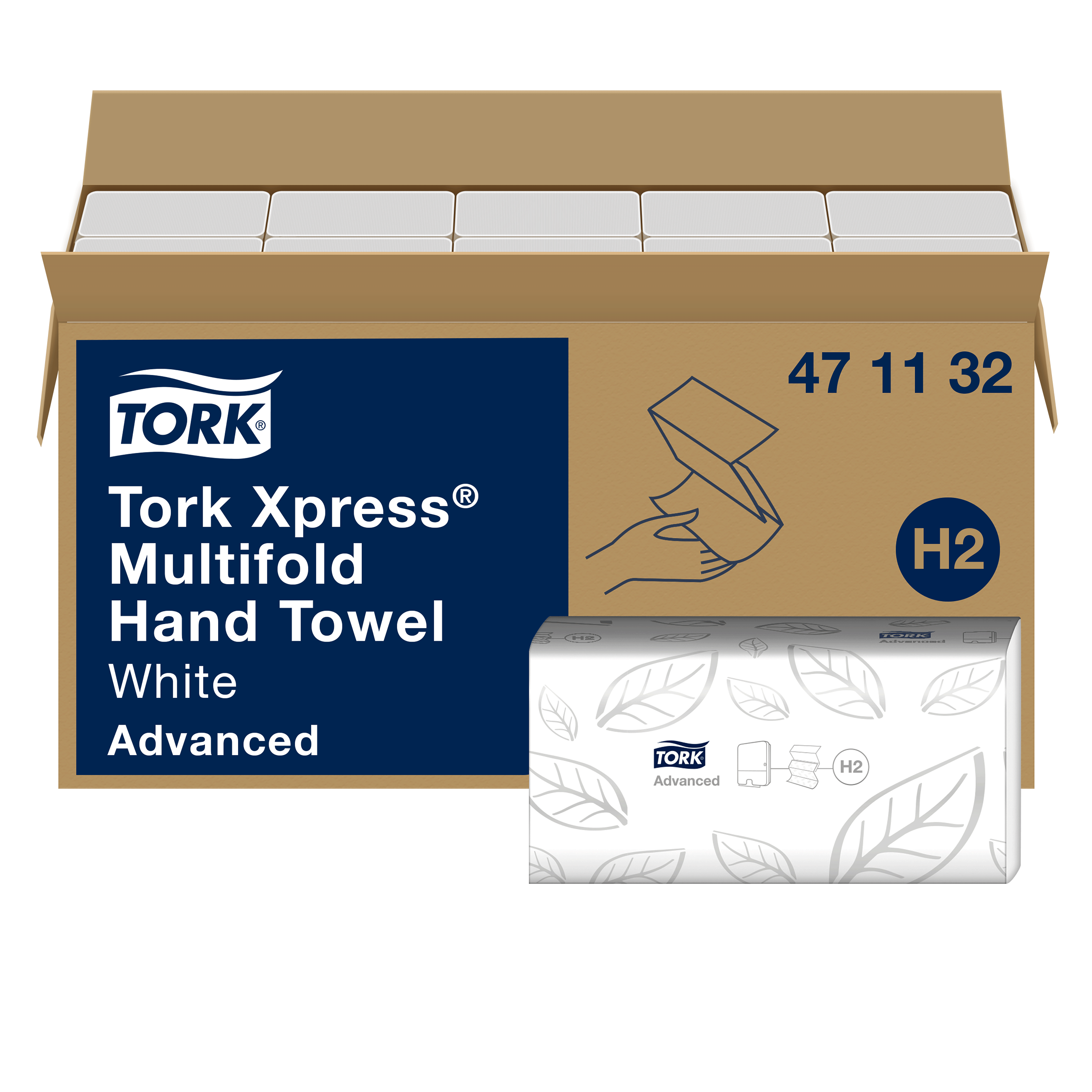 Ein Bild von Tork Xpress Multifold H2 Falthandtuch weiß - 21,3x23,4 cm