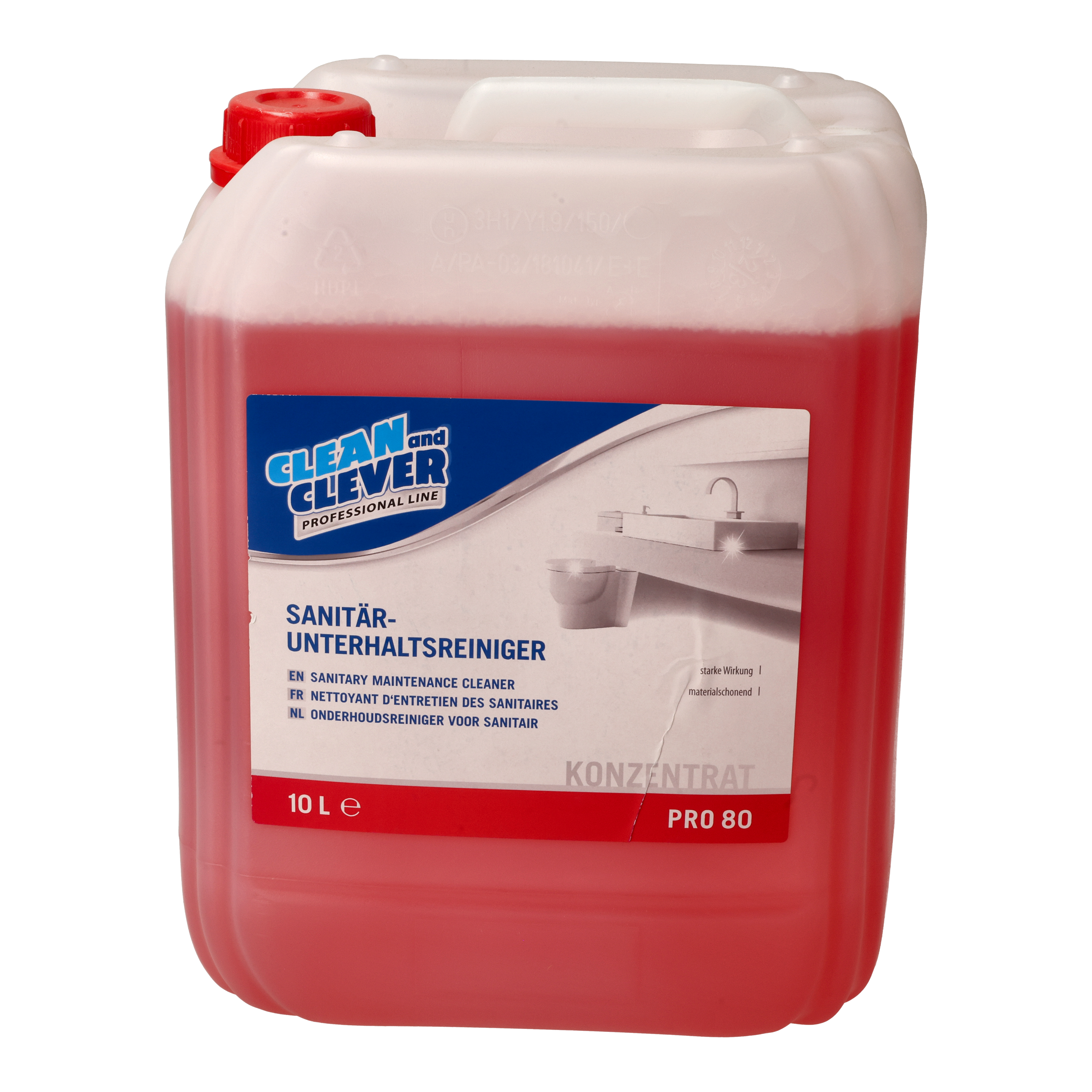 Ein Bild von CLEAN and CLEVER PROFESSIONAL Sanitärreiniger PRO80 - 10 Liter