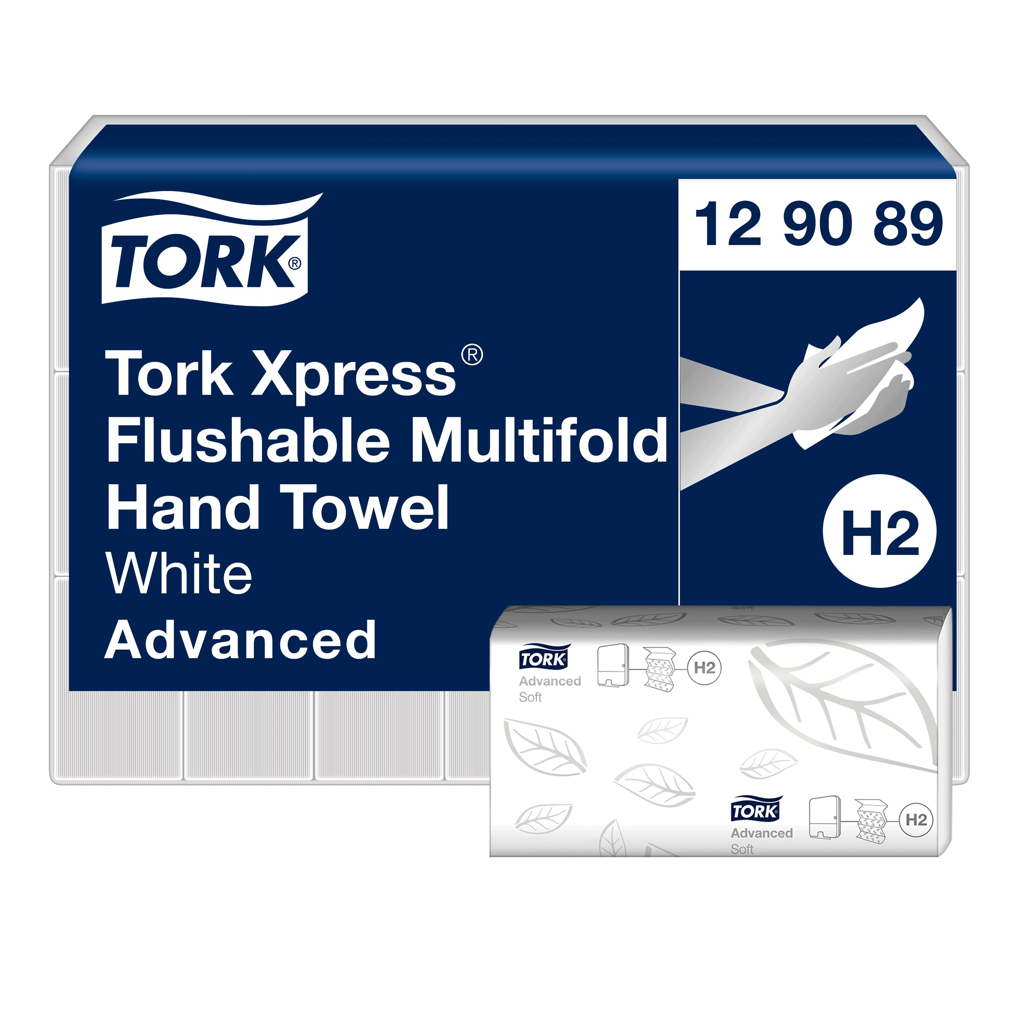 Ein Bild von Tork Xpress Multifold H2 Falthandtuch weiß - 21x26 cm