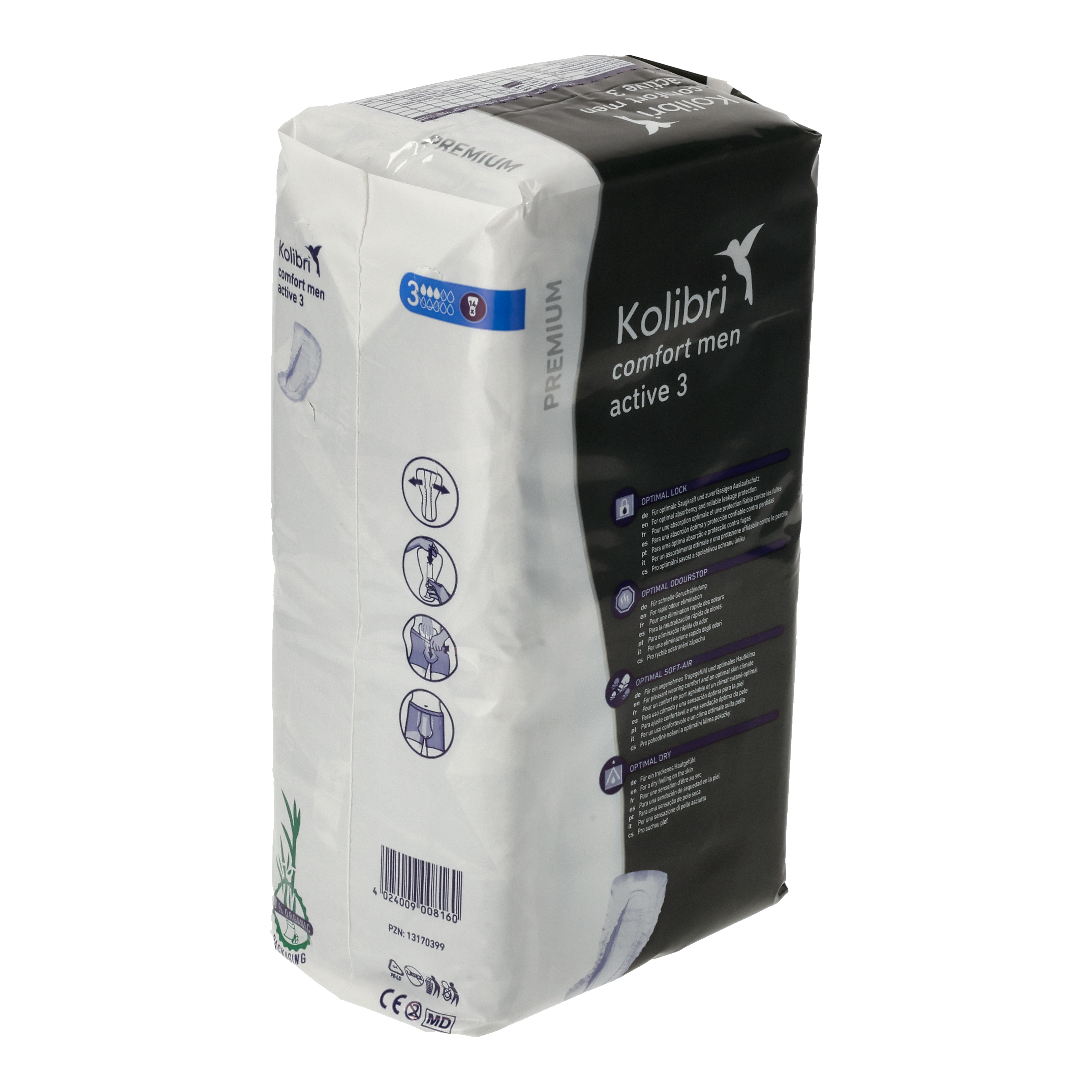 Kolibri comfort PREMIUM men 3 active Einlage - 600 ml | Levejo