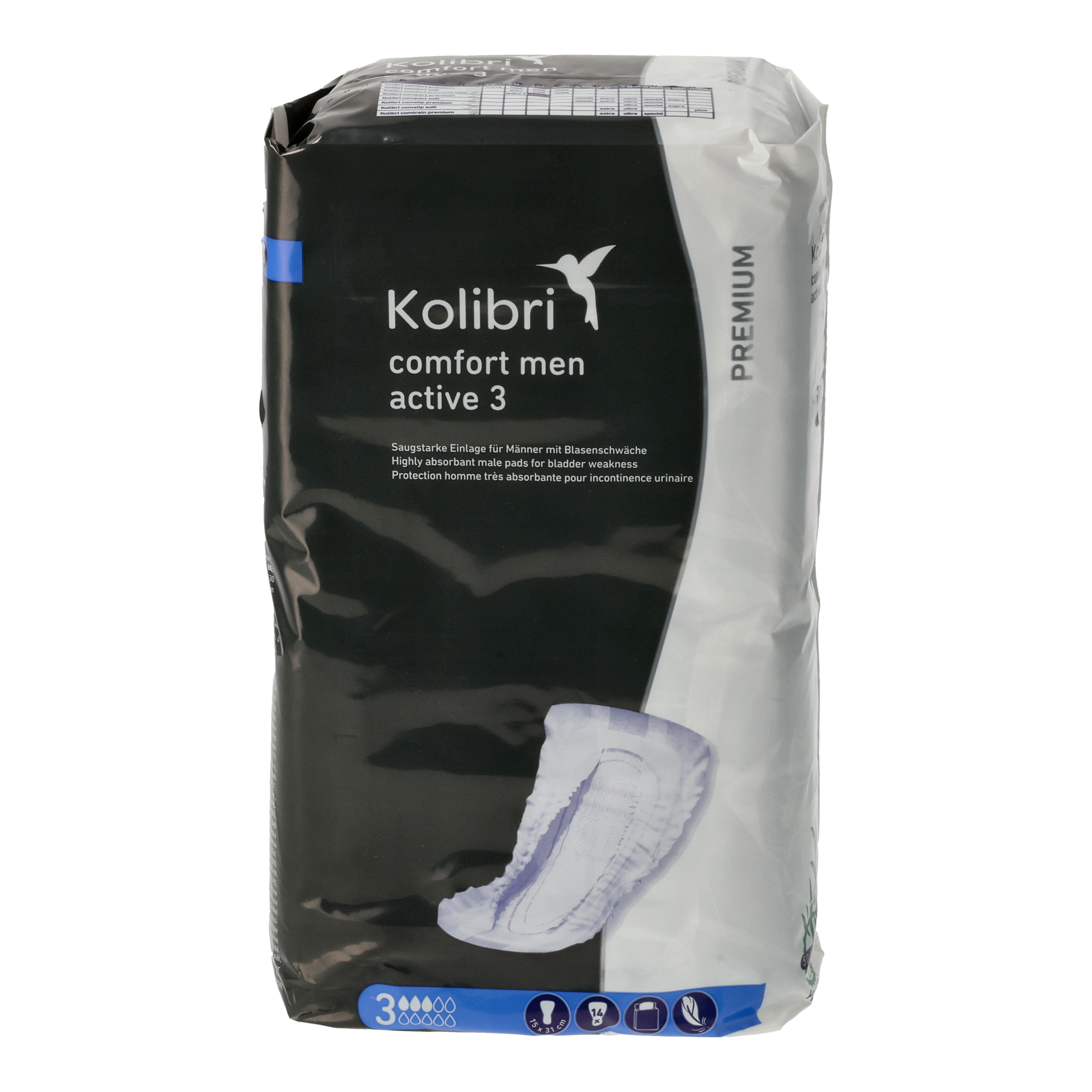 Kolibri comfort PREMIUM men 3 active Einlage - 600 ml | Levejo