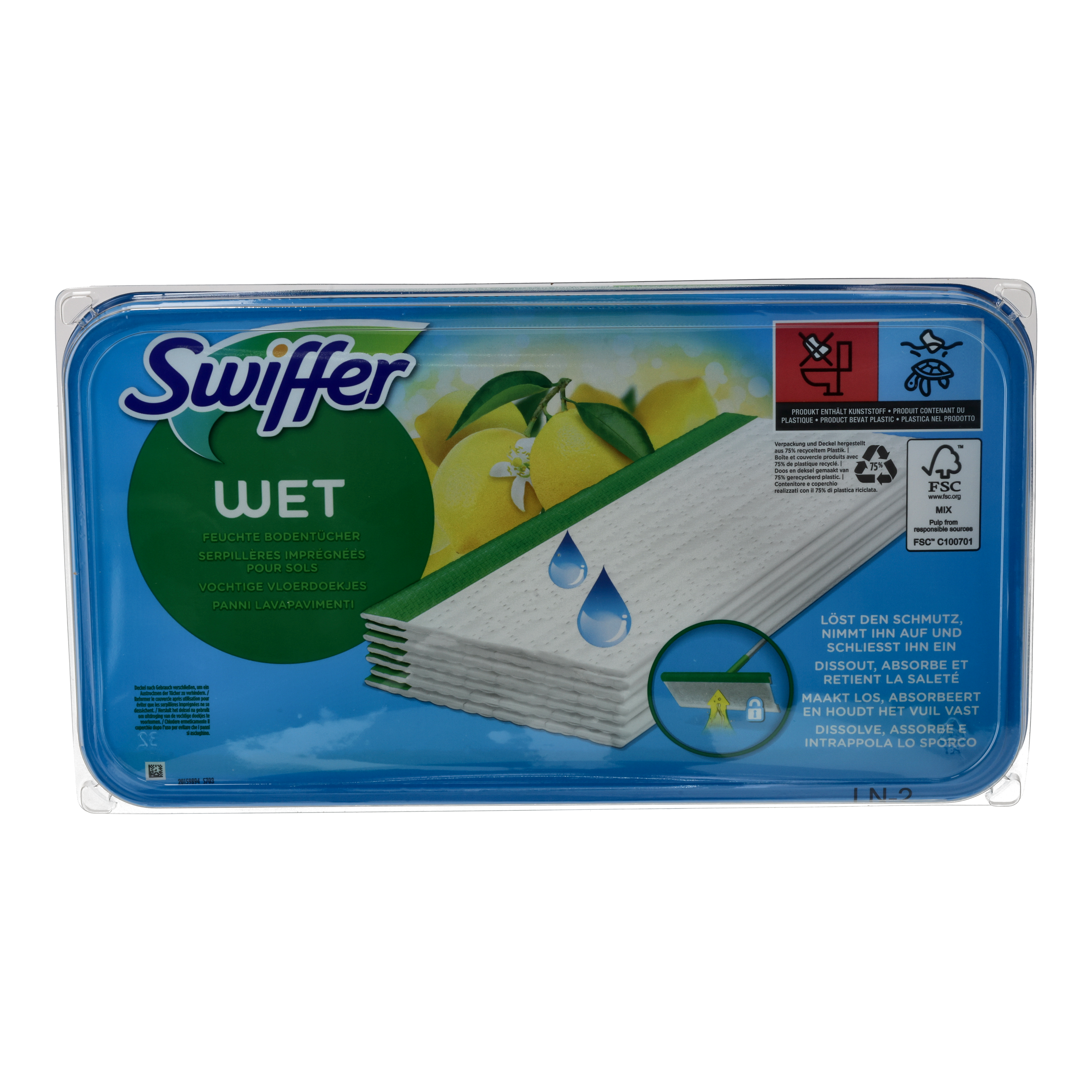 Ein Bild von Swiffer Wet Wischtücher (Nachfüllpack) - 24 Tücher